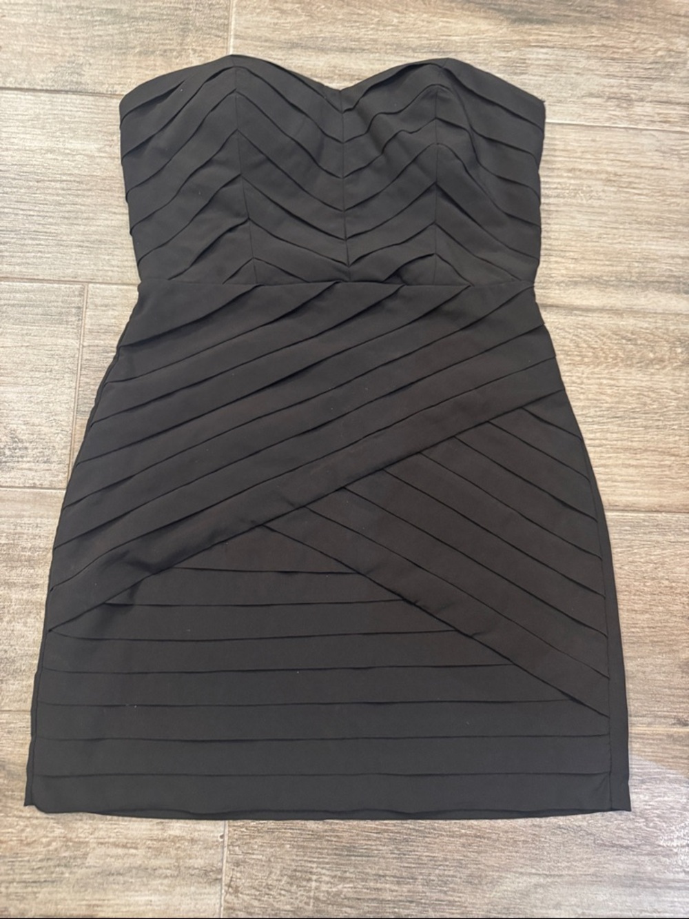 Gianni Bini Strapless Black Layered Bandage Mini Dress